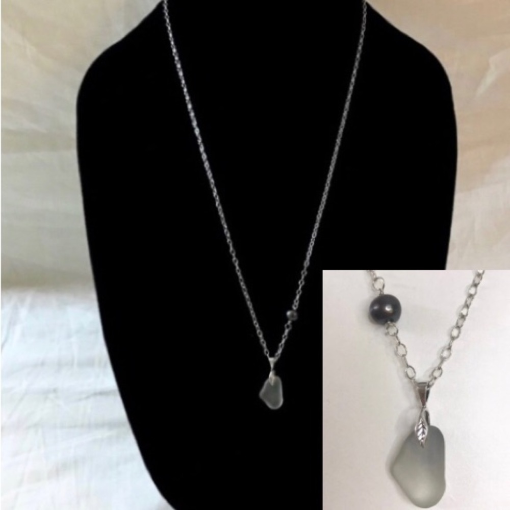 30” Sterling Silver & Glass Pendant Necklace Chain